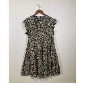 Seasty Floral Tiered Ruffle Sleeve Dress Women Size M